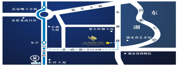 Street map showing the final approach to Chutian Guangdong International Hotel